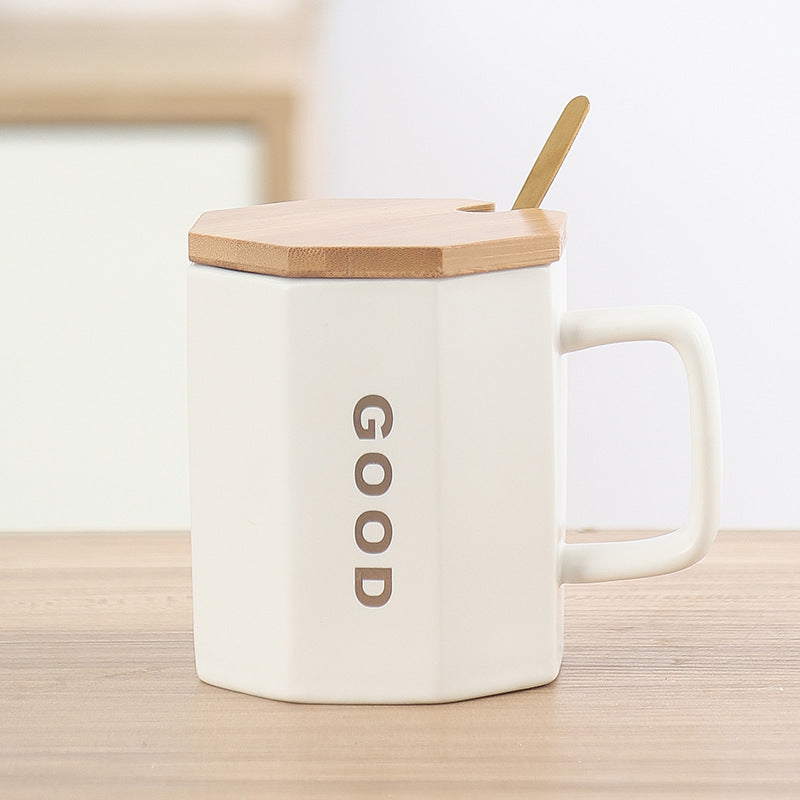Octagonal Letter Mug With Lid Mug with Bamboo Lid