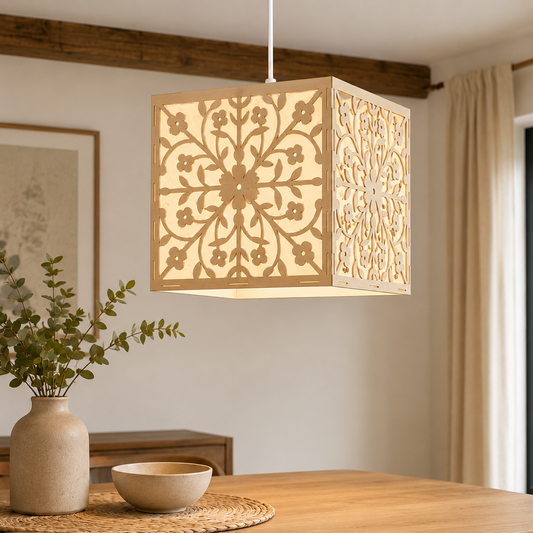 Floral Talavera | Wooden Lampshade / Lightshade