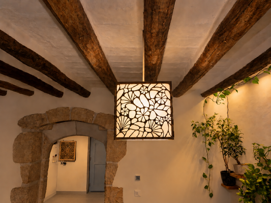 Flower Pebbles | Wooden Lampshade / Lightshade