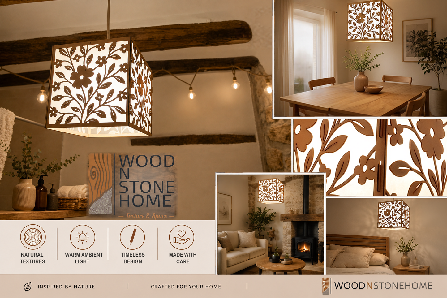 Floral Meadow Wooden Lampshade