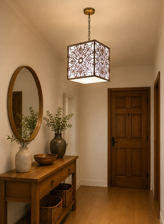 Daisy Mandala | Wooden Lampshade / Lightshade