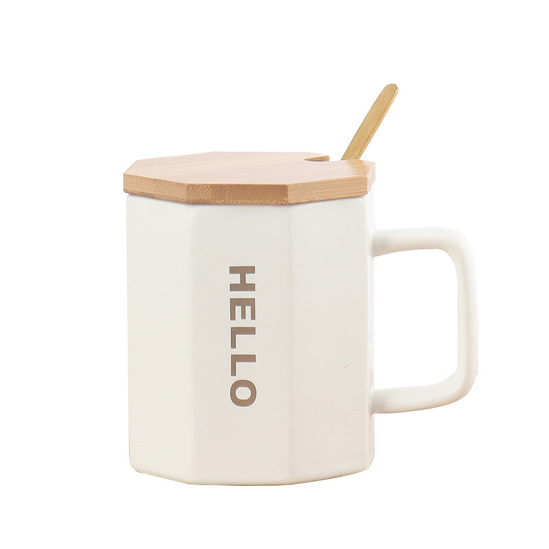 Octagonal Letter Mug With Lid Mug with Bamboo Lid