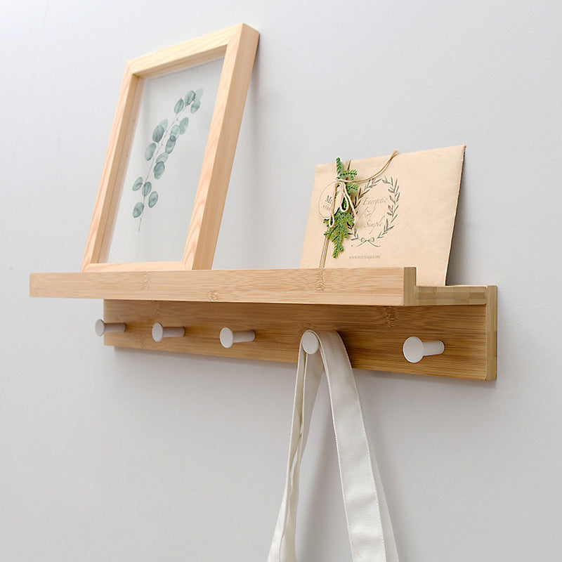 Bamboo Wall Hanging Clothes Hook Shelves