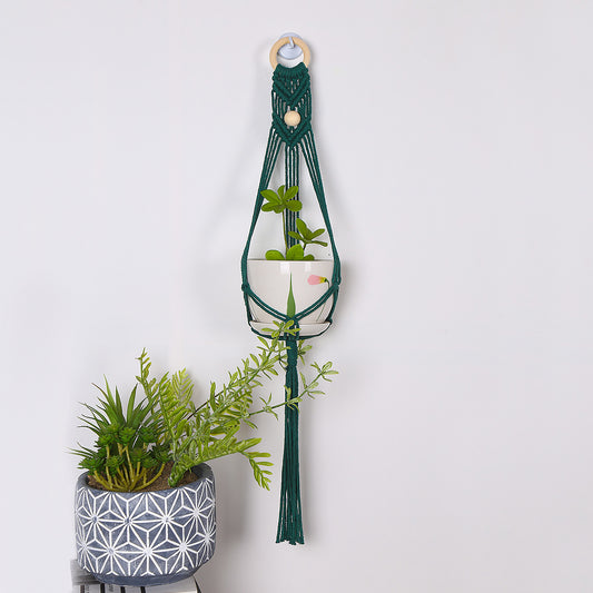 Green Bohemian Hanging Basket Holder