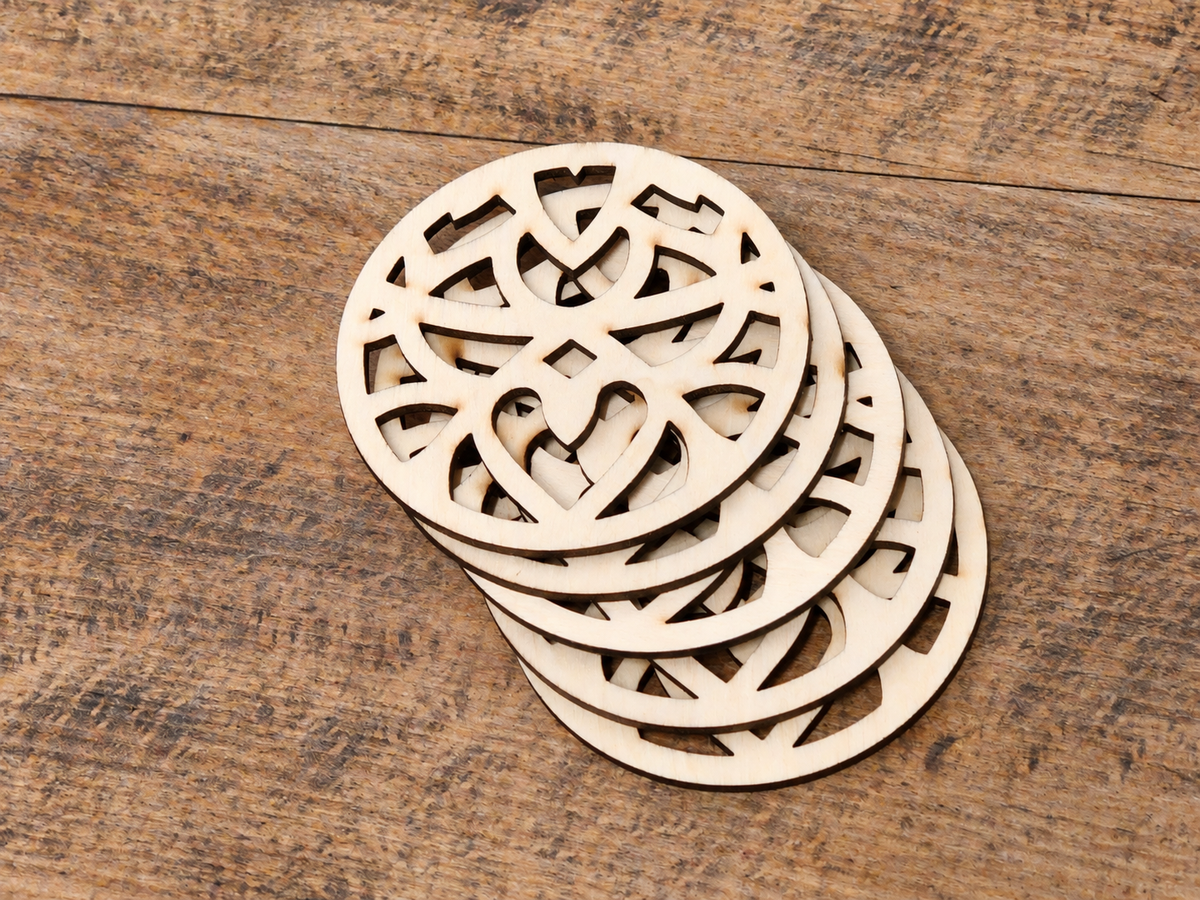Mandala Bloom | Wooden Coasters – Set of 2