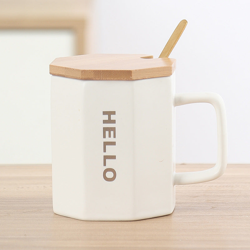 Octagonal Letter Mug With Lid Mug with Bamboo Lid