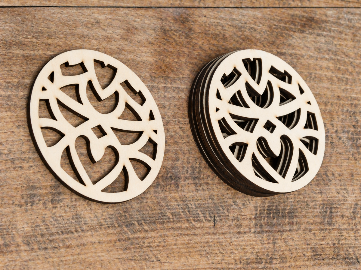 Mandala Bloom | Wooden Coasters – Set of 2