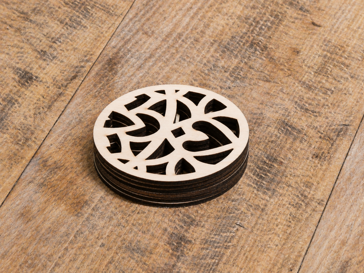 Mandala Bloom | Wooden Coasters – Set of 2