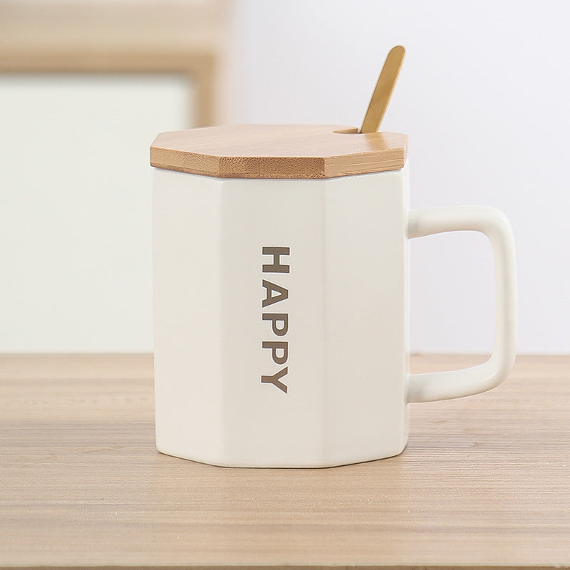 Octagonal Letter Mug With Lid Mug with Bamboo Lid