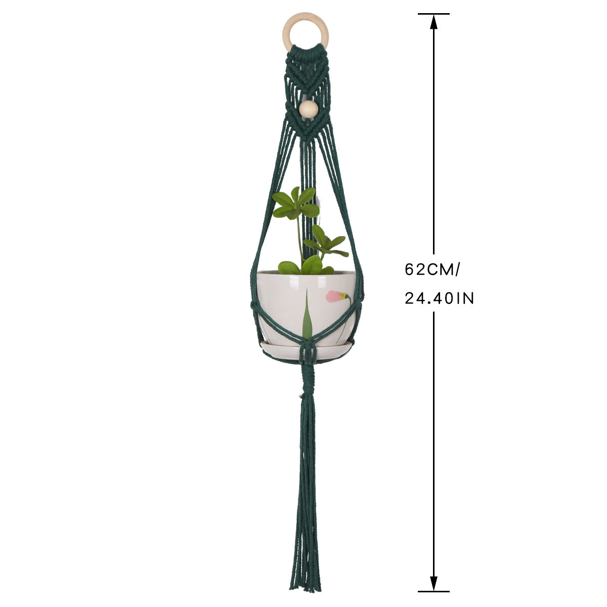 Green Bohemian Hanging Basket Holder