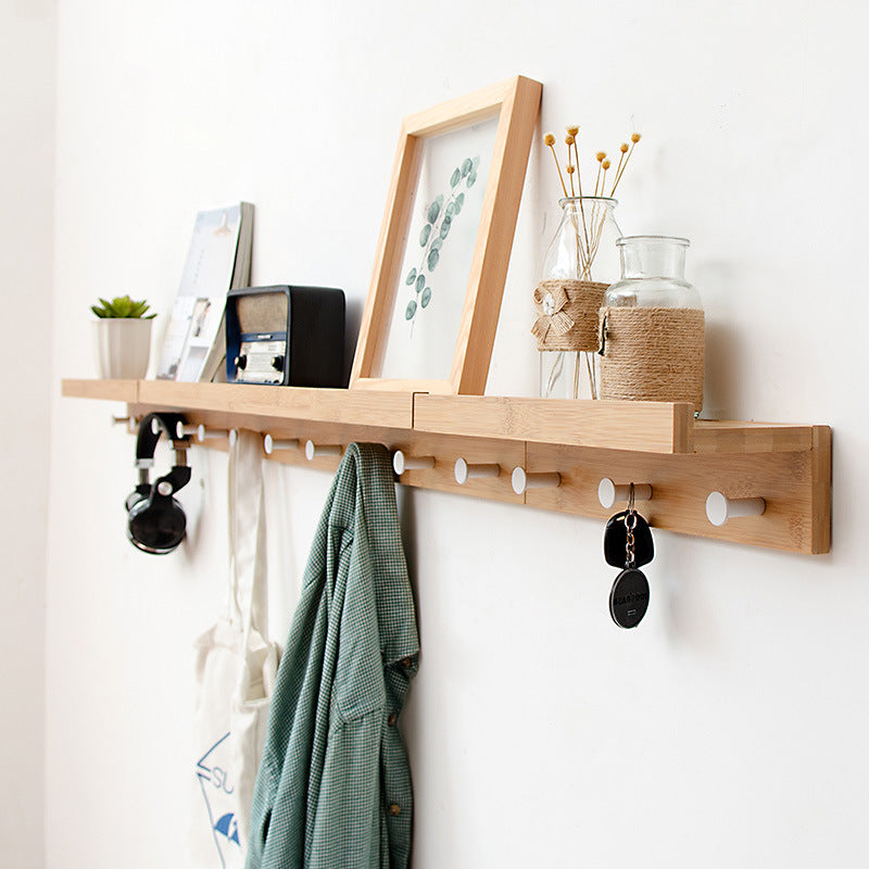 Bamboo Wall Hanging Clothes Hook Shelves