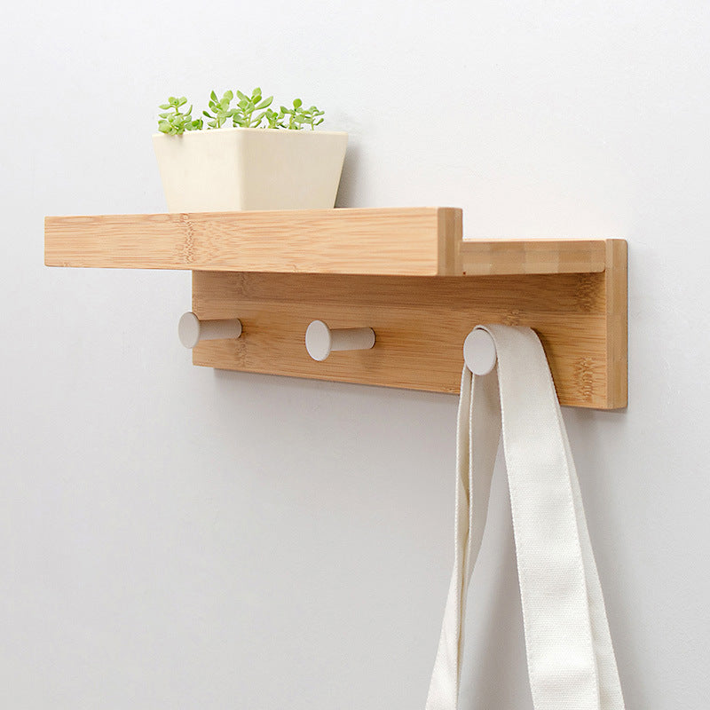 Bamboo Wall Hanging Clothes Hook Shelves