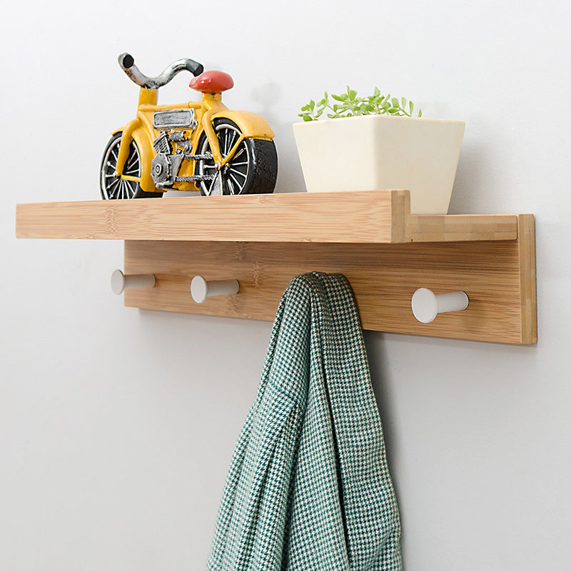 Bamboo Wall Hanging Clothes Hook Shelves