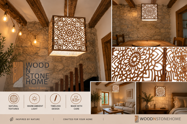 Mandala Bloom | Wooden Pendant Lampshade / Lightshade
