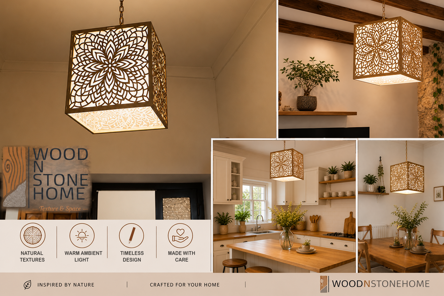 Dahlia Mandala Wooden Lampshade