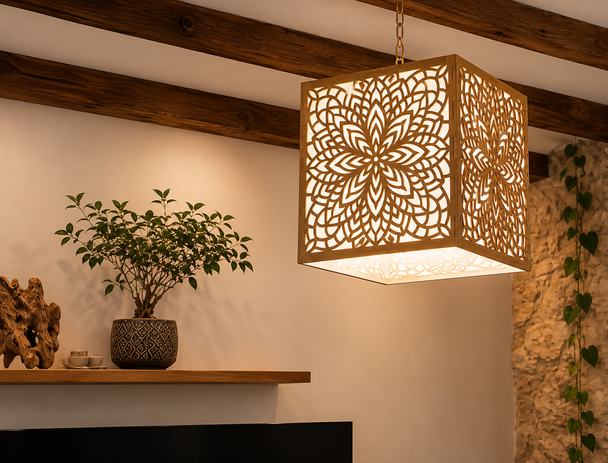 Floral Talavera | Wooden Lampshade / Lightshade
