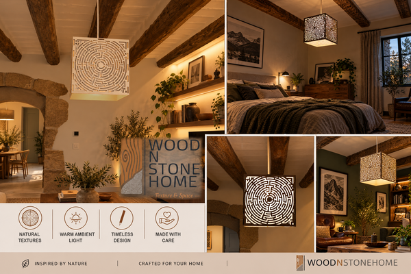 Labyrinth Mandala – Wooden Lampshade / Lightshade