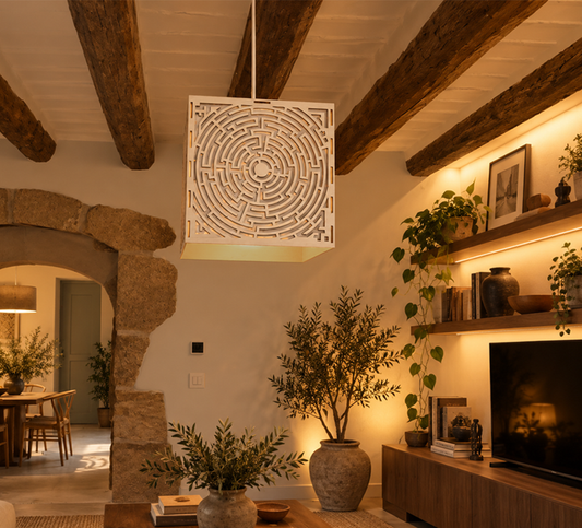 Labyrinth Mandala – Wooden Lampshade / Lightshade