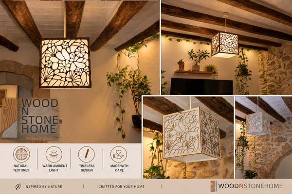Flower Pebbles | Wooden Lampshade / Lightshade
