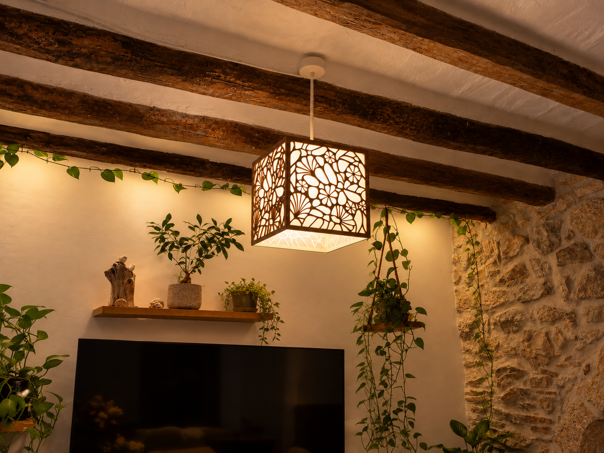 Flower Pebbles | Wooden Lampshade / Lightshade