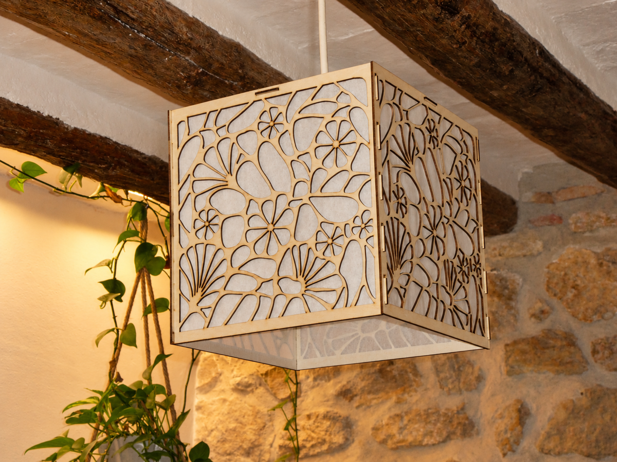 Flower Pebbles | Wooden Lampshade / Lightshade