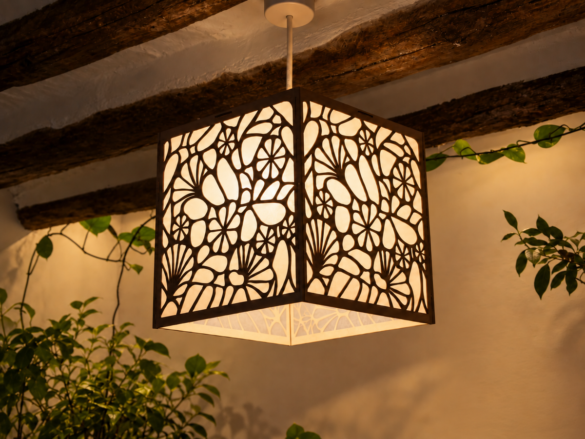 Flower Pebbles | Wooden Lampshade / Lightshade