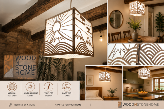Mountain Sunrise Wooden Lampshade