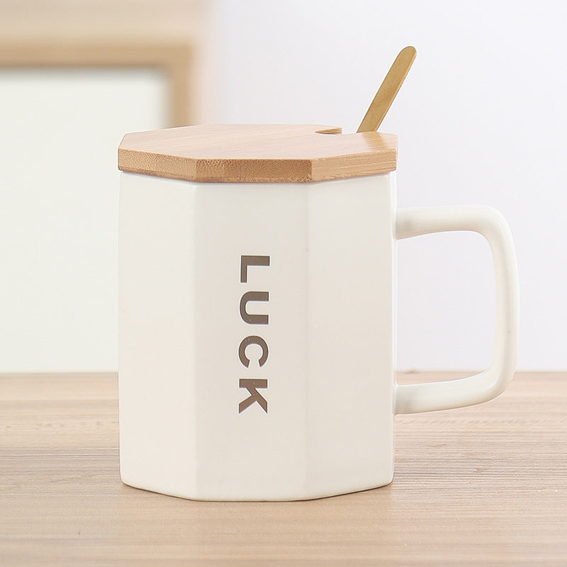 Octagonal Letter Mug With Lid Mug with Bamboo Lid