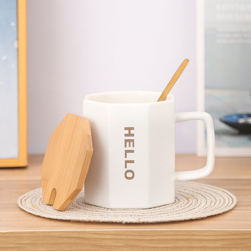 Octagonal Letter Mug With Lid Mug with Bamboo Lid