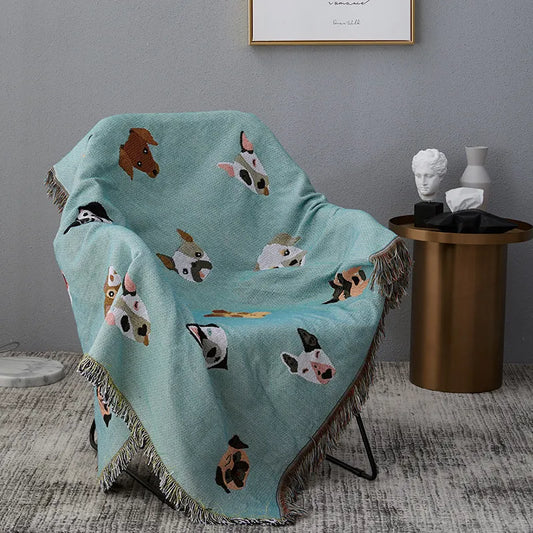 Cute Dog Print Throw Blanket Double Sided