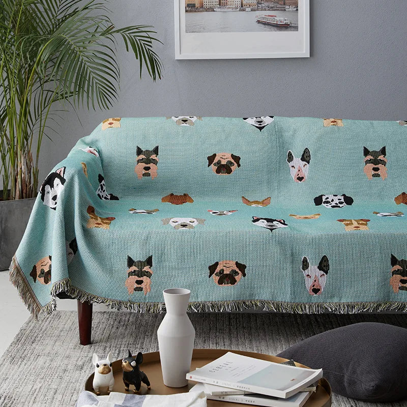 Cute Dog Print Throw Blanket Double Sided