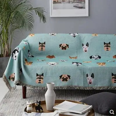 Cute Dog Print Throw Blanket Double Sided