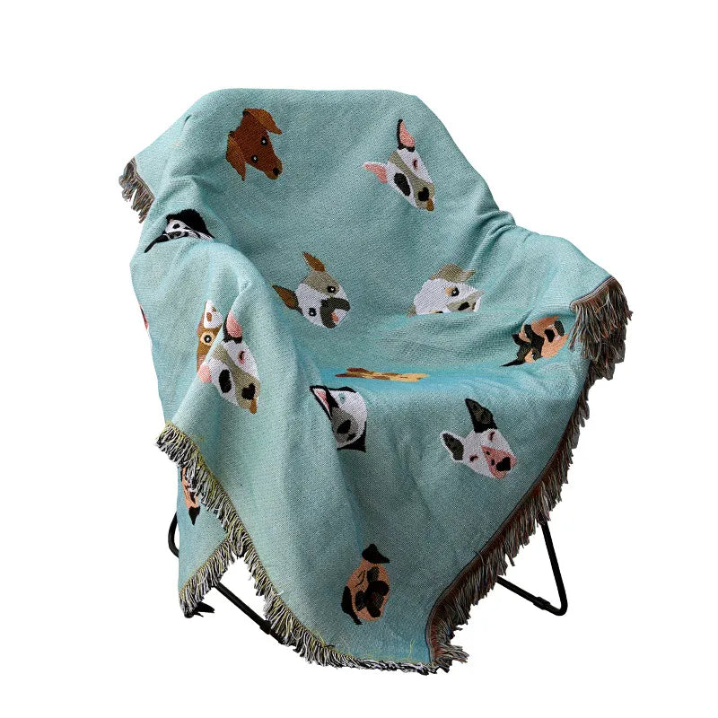 Cute Dog Print Throw Blanket Double Sided