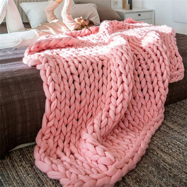 Chunky Knitted Blankets - Handmade Bedspreads Super Thick Yarn - 14 Colours available