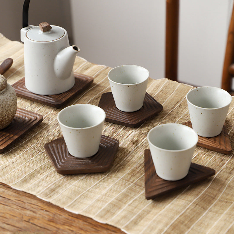 Square and Pentagon Black Walnut Solid Wood Tea Coaster