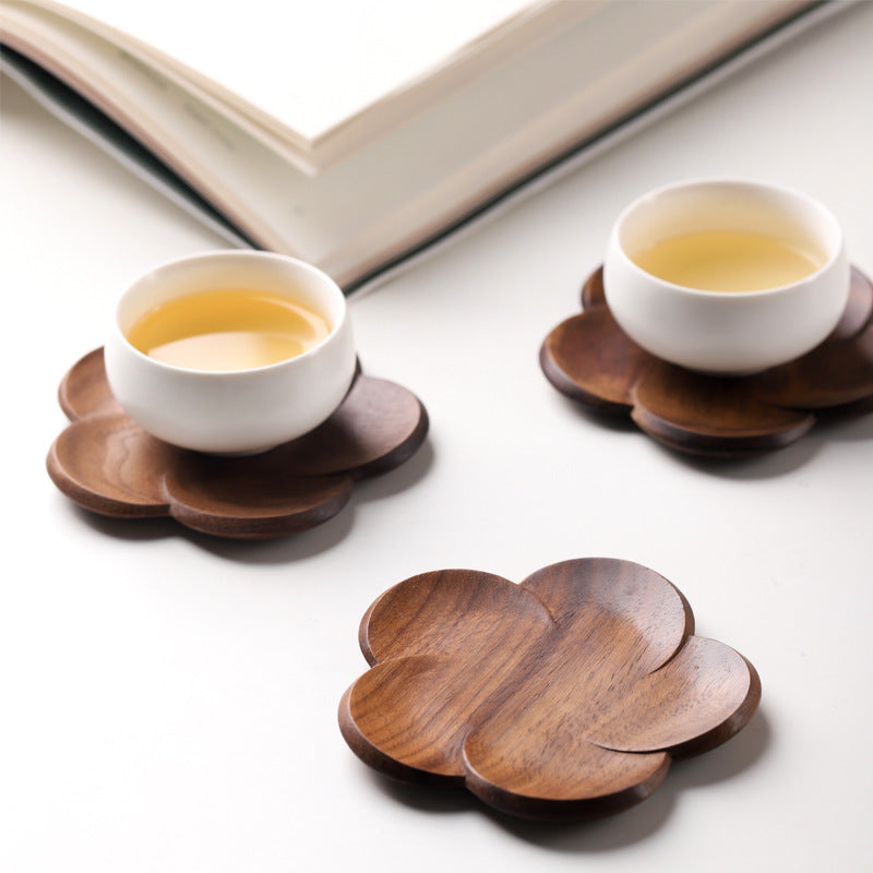 Black Walnut Coaster. Solid Wood Creative Petal Coaster