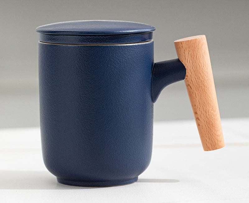 Ceramic Mug with Lid and Filter - Infuser for Tea - 6 colours available