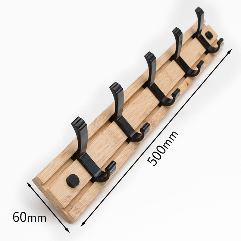 Clothes Hook On Solid Wood. Metal Hooks Can Move Horizontally. Bamboo Wood