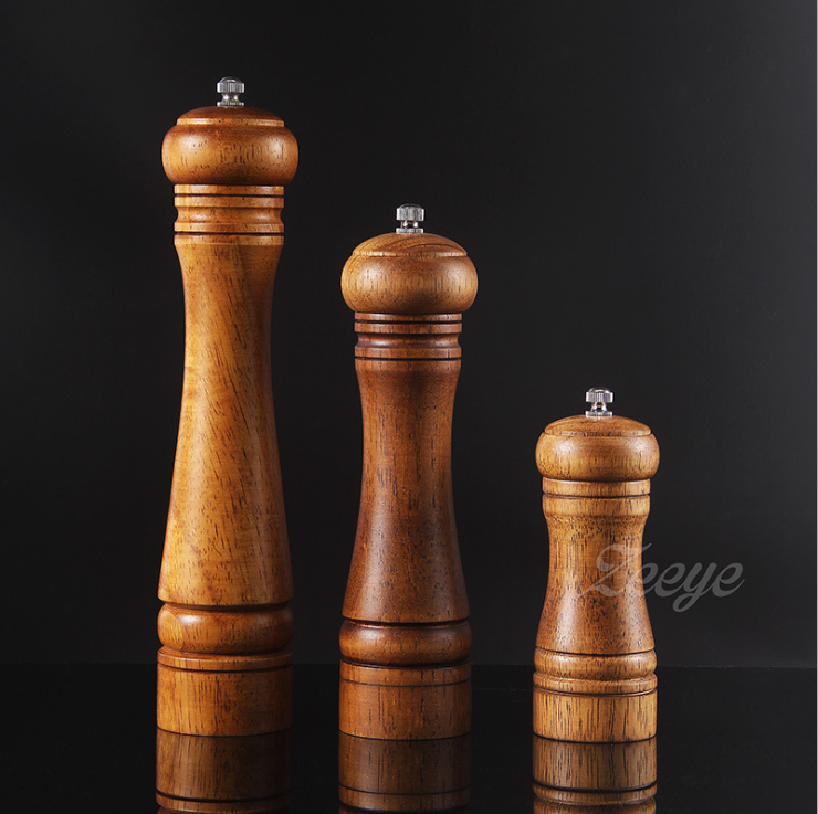 Classical Oak Wood Pepper Spice Mill Grinder with Ceramic Grinding Core