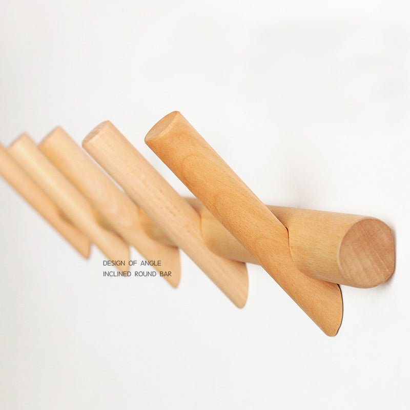 Beech Wood Wall Hook Rack . Round Bar Porch Coat Hook