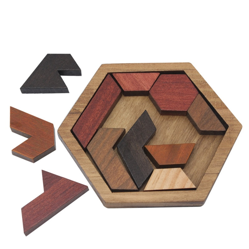 Fun Wood Puzzles - Geometric Shape Puzzle, Abnormity Shape Puzzle, Crazy Four Puzzle - Educational Toys