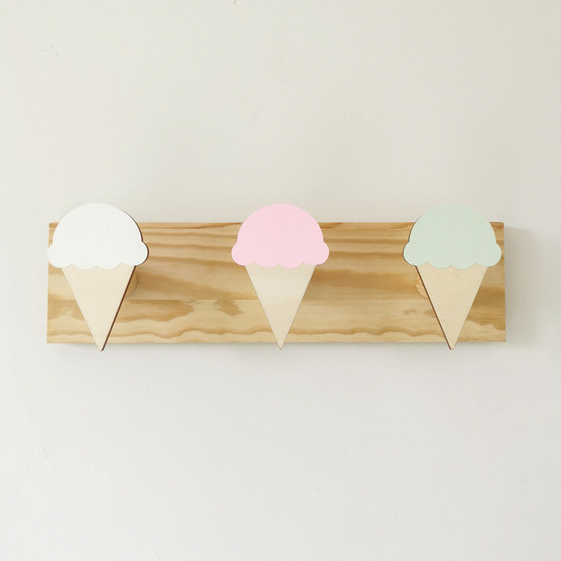 Creative Wood Three Row Hook for Children's Room