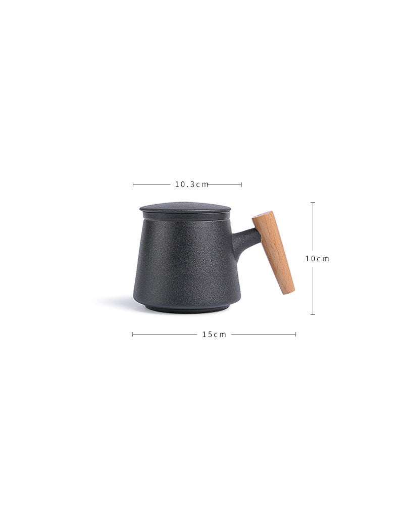 Tapered Ceramic Mug with Lid and Filter - Infuser for Tea