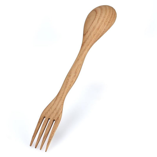 Utensilio de comedor de doble extremo Spork de madera natural (cuchara tenedor)