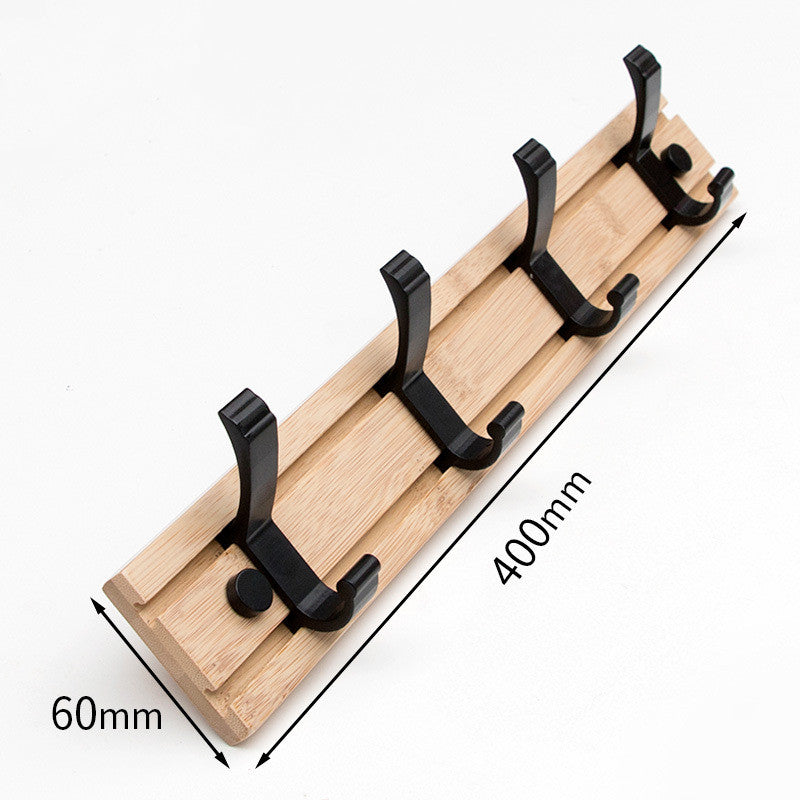 Clothes Hook On Solid Wood. Metal Hooks Can Move Horizontally. Bamboo Wood