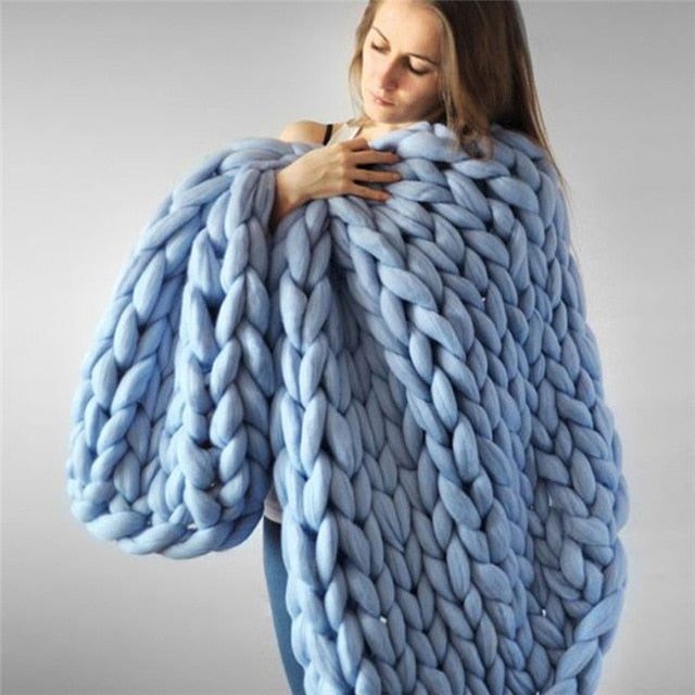 Chunky Knitted Blankets - Handmade Bedspreads Super Thick Yarn - 14 Colours available