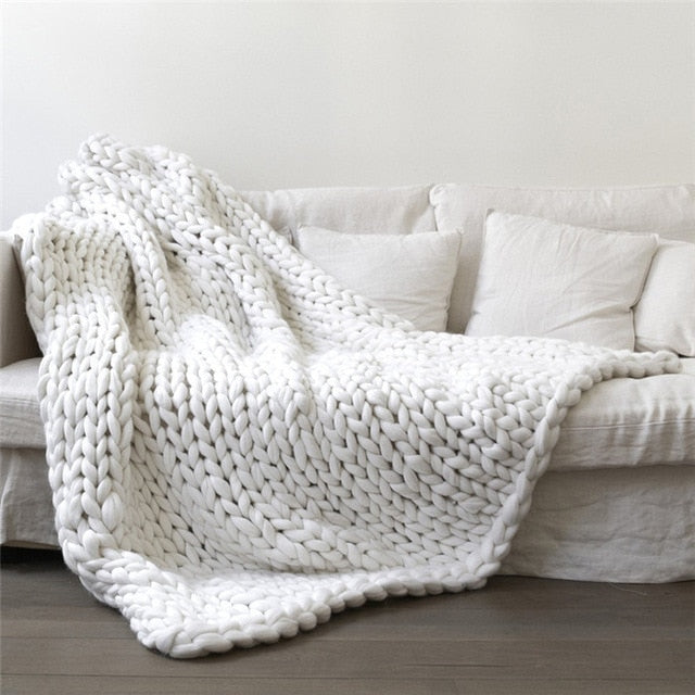 Chunky Knitted Blankets - Handmade Bedspreads Super Thick Yarn - 14 Colours available