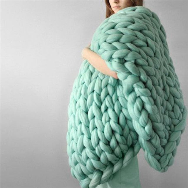 Chunky Knitted Blankets - Handmade Bedspreads Super Thick Yarn - 14 Colours available