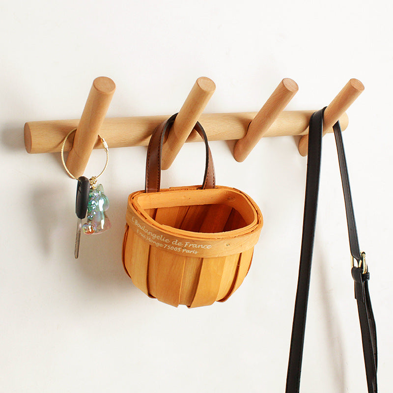 Beech Wood Wall Hook Rack . Round Bar Porch Coat Hook