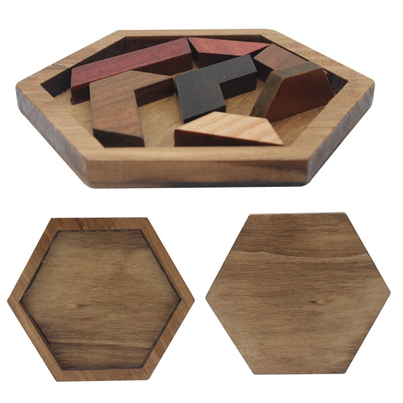 Fun Wood Puzzles - Geometric Shape Puzzle, Abnormity Shape Puzzle, Crazy Four Puzzle - Educational Toys